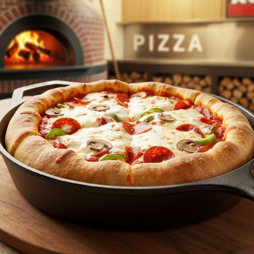 Deep dish pizza in Lodge cast iron